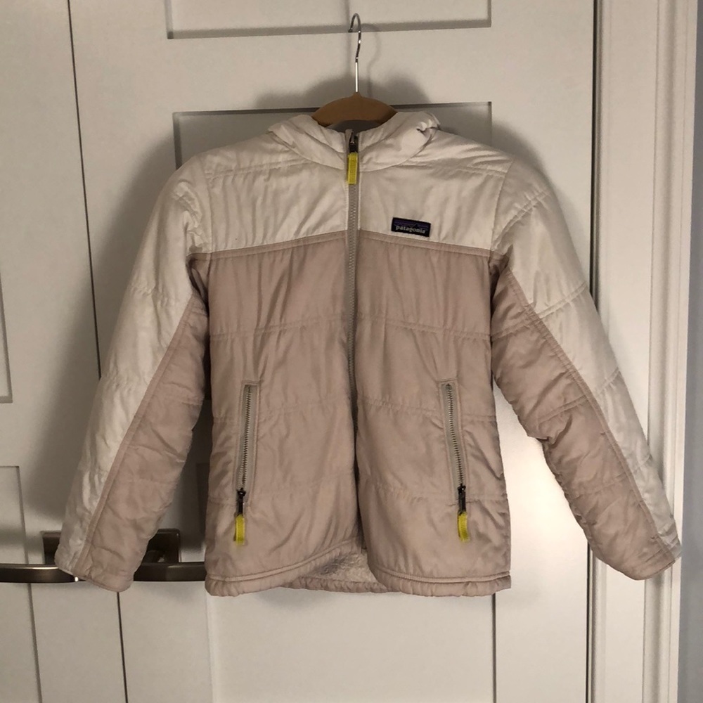 Patagonia Girls Reversible Fuzzy Puffy Hoody, Sz M